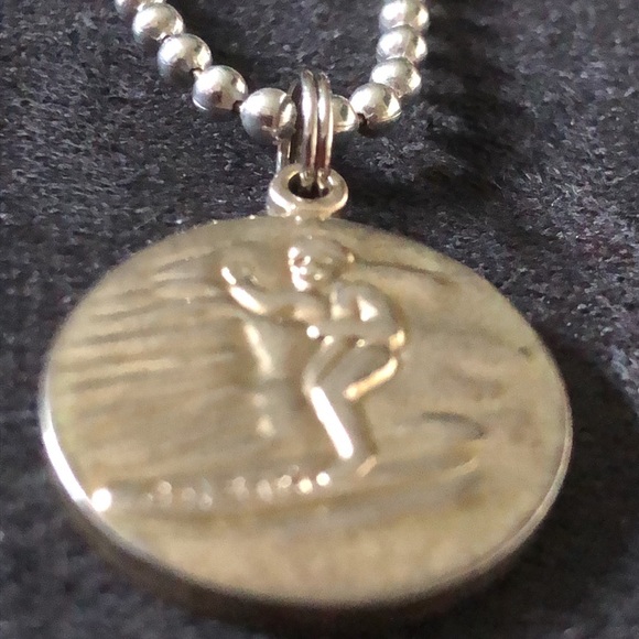 24” Surfer Style Saint Christopher Pendant Necklace. Silver Plated Copper NWT - Picture 4 of 10